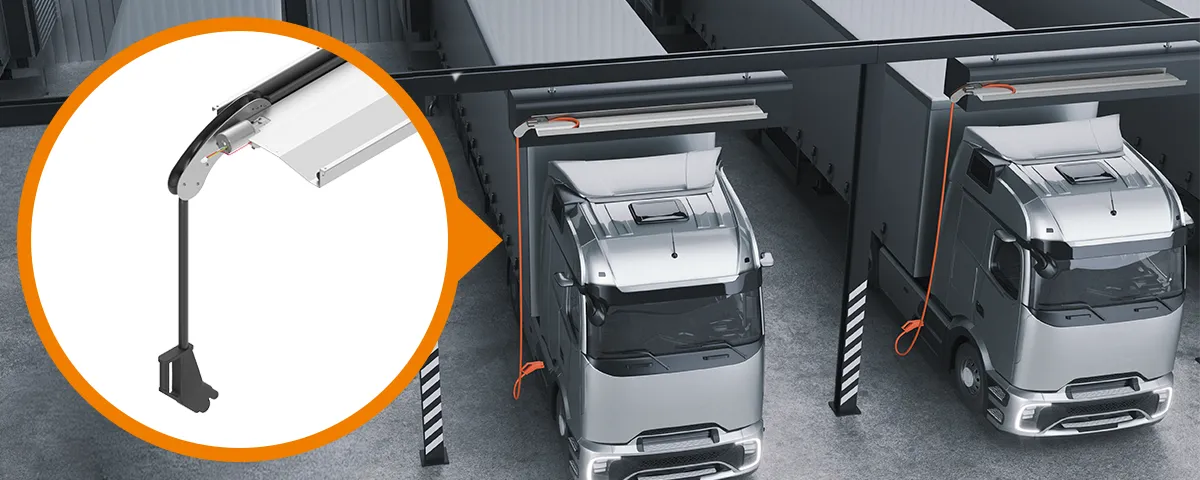 e-tract DC horizontal product image showing trucks at charging stations